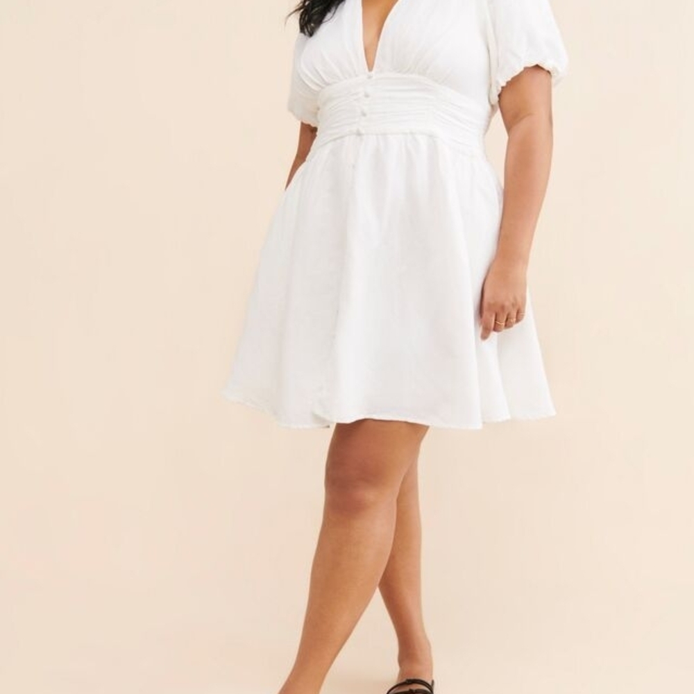 Anthropologie White Katerina Button-Front Mini Dress